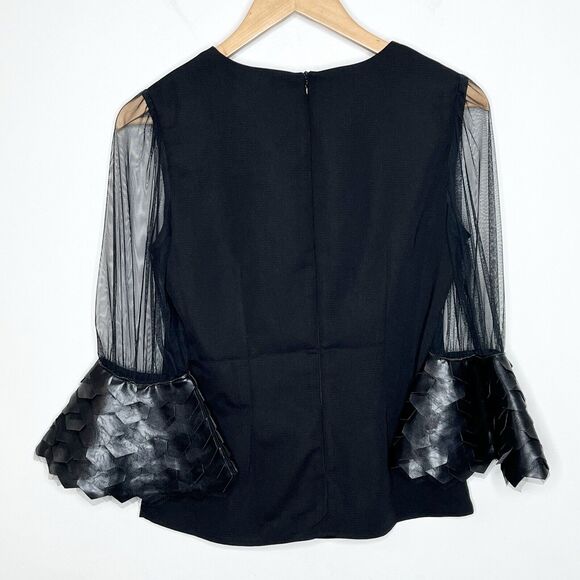 Gracia Sheer Flare Bell Sleeve Blouse Top Black Womens Small Whimsigoth - Picture 6 of 7